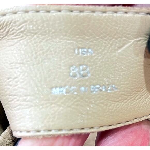 Schutz Light Tan Suede Double Buckle Flat Slip On Contoured Foodbed Sandals - Picture 9 of 9